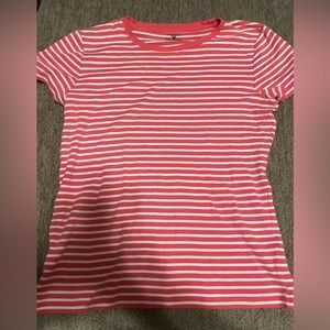 This is a pink and white stripped shirt